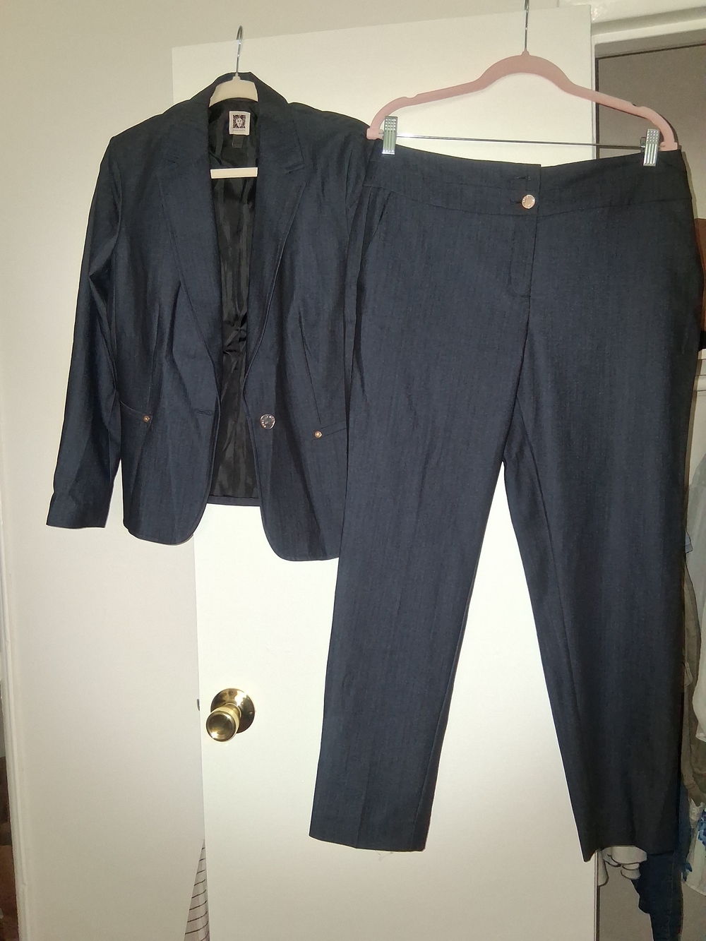 Anne Klein Dark Navy Two-Piece Blazer & Pant Suit